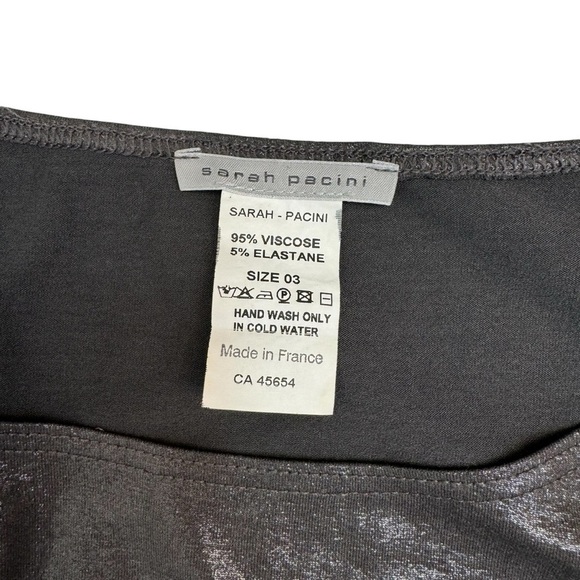 Sarah Pacini Long Sleeve Round Neck Metallic T Shirt Top Size L - Picture 7 of 9